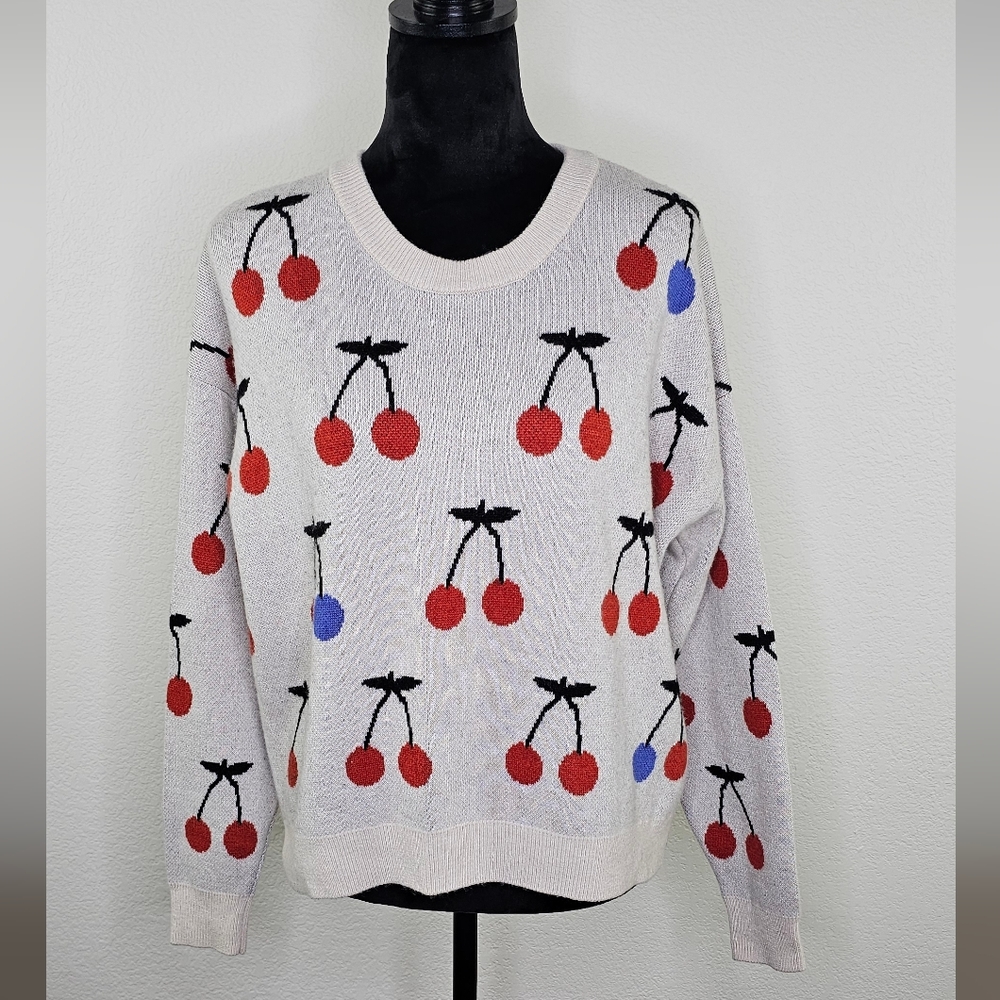 Madewell Cherry Jacquard Pullover Sweater viscose/polyamide/wool/alpaca blend M - Picture 10 of 10